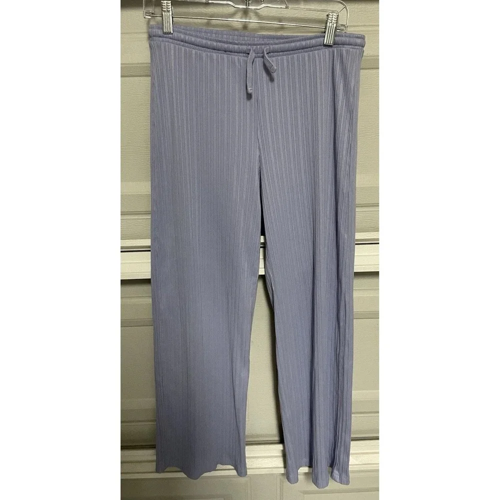 Abercrombie & Fitch Women's Lounge Pants Sm Lavender Ribbed Wide Leg Drawstring